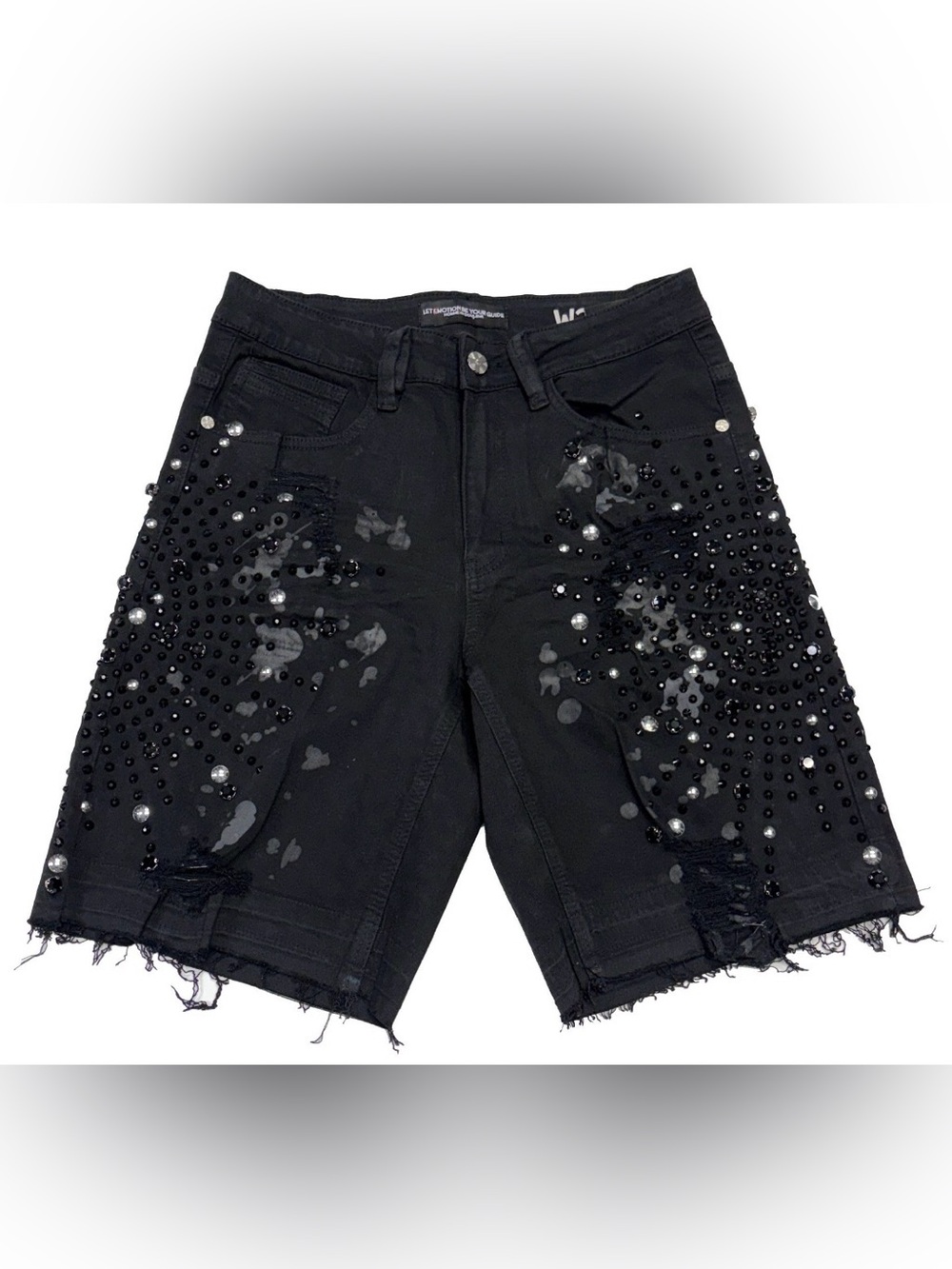 Hudson Homme de Douleur STUD & STONE DENIM SHORT

Style# 643

Color: Black